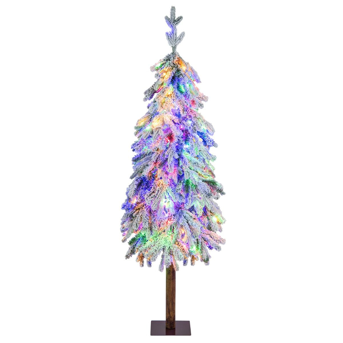 150 CM Flocked Christmas Tree with 320 Branch Tips 160 LED Lights